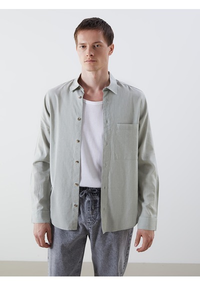 Lcw Jeans Yeşil Regular Fit Uzun Kollu Erkek Jean Gömlek