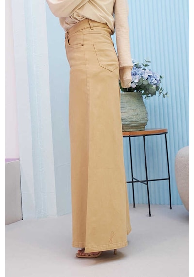 1162-gabardin Pantolon Etek Bej Bej