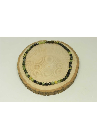 Peridot (Zebercet) Taşı Koyu Renk Faset Kesim Kolye (Klipsli) Siyah