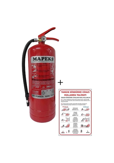 Mapeks Yangın Tüpü 6 KG ve Yangın Tüpü Kullanım Talimatı 2'li Set