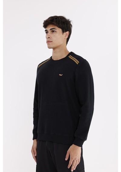 Rowinger Selanik Kumaş Yapılı Esnek Manşetli Konforlu Rahat Kesim Sweatshirt Black