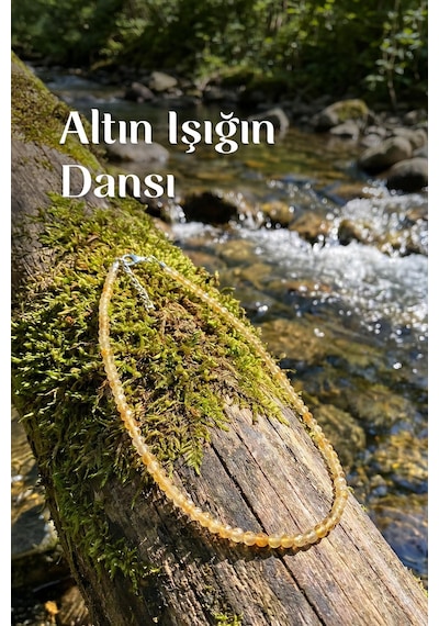 Sitrin Taşı Faset Kesim Kolye 3 Mm Paslanmaz Çelik Sarı