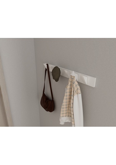 Hepsi3boyutlu Modern Duvar & Kapı Kanca Askılık - 6 Adet Beyaz Kanca Askılık - Model No : 5 Beyaz