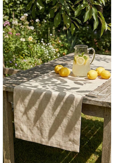 Lınen Organik Ham Keten Runner Naturel 40 X 150 Cm Bej