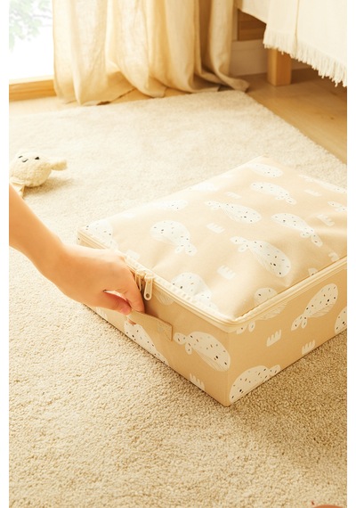 Ocean Home Textile Çocuk Odası Sevimli Balina Destekli Kutu Hurç 31 X 38 X 12 Cm Bej