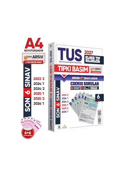 Karakutu Yayınları 2027 TUS Temel&Klinik Tıp Bilimleri ÖSYM Çıkmış Soru Tıpkı Basım Son 4 Yıl 12li Deneme Kitapçığı