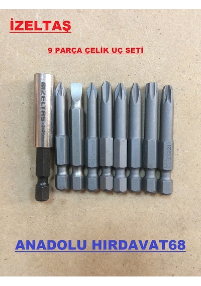 İzeltaş 9 Parça Çelik Bits Uzatma Yıldız Uç Seti 50 Mm