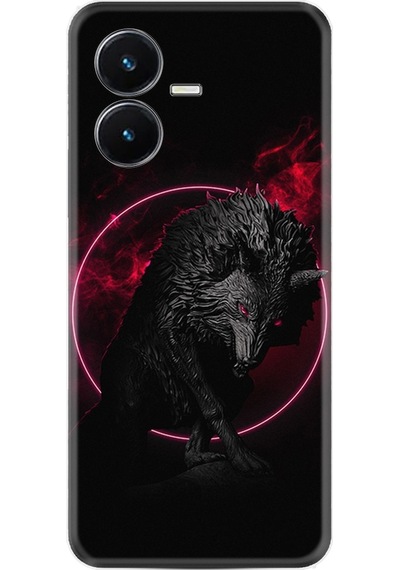 Vivo Y22S Kilif Silikon Desen Black Wolf 1691 566402117