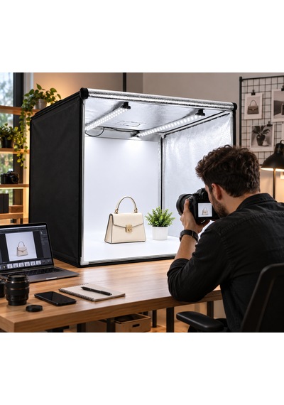 Luve Store 80x80x80 Cm Led Fotoğraf Çekim Çadırı 126 Led 84w Profesyonel Ürün Fotoğraf Çadırı Siyah