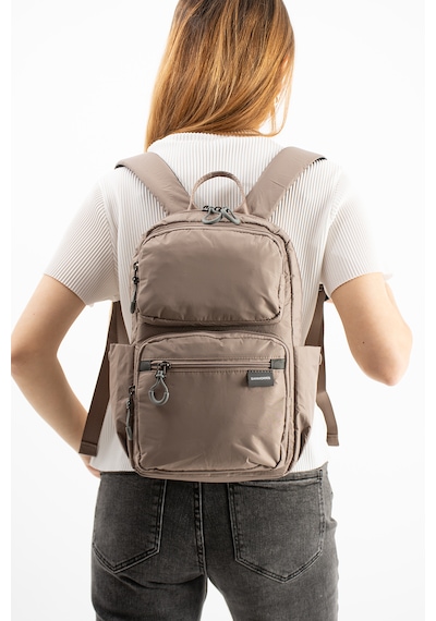 Özer-6032 Sanmorris Unisex Suya Dayanıklı Paraşüt Kumaş 5 Bölmeli Laptop Bölmeli Seyahat Ve Okul Çantası Bej - Kum