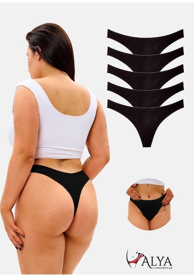 Alya Underwear Kadın Külot Pamuklu String - 5 Adet Siyah Tanga S, M, L, Xl Siyah