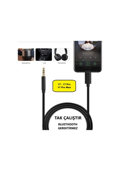 Iphone Uyumlu 17 17 Pro 17 Pro Max Aux Kablo Type C Örgü Hasır Dac Çipli Kablo Tak Çalıştır