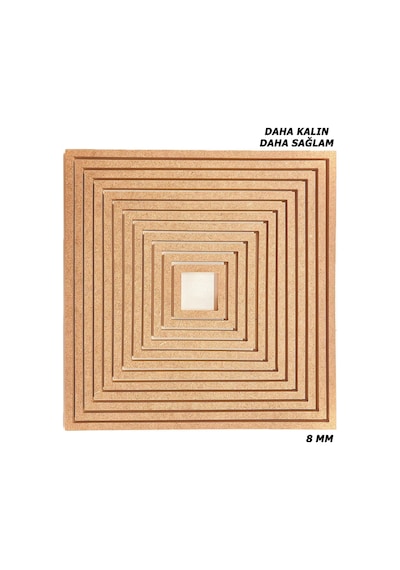12'li Kare Ham Mdf, 8mm Kalınlık, 30 Cm Kasnak, Boyanabilir Vidasız Kasnak, Makrome Halkası
