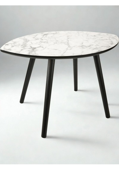 Mermer Desenli Oval Model Sehpa Gri 70x47x42 Cm Atlantik Çam