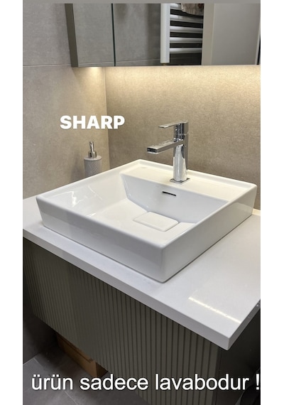 Turkuaz Seramik Cerastyle Sharp 60 x 48 CM Etajerli Lavabo