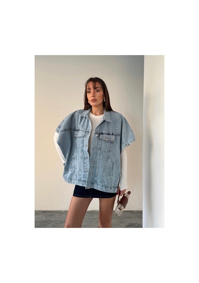 Blue Marlın Oversize Buz Kar Yelek/panço Buz Kar