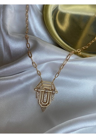 Pinery Jewels Zirkon Taşlı Altın Kaplama Zincir Altın