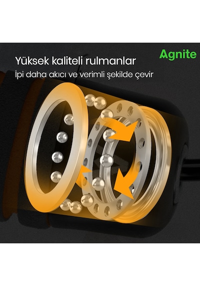 Agnıte Çelik Halat Atlama İpi Sayaçsız Dayanıklı Spor İpi Siyah