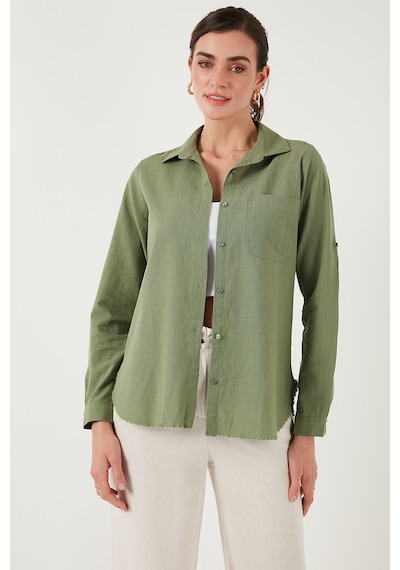 Lela Pamuklu Regular Fit Cepli Bayan Gömlek Cf25S16992 Haki