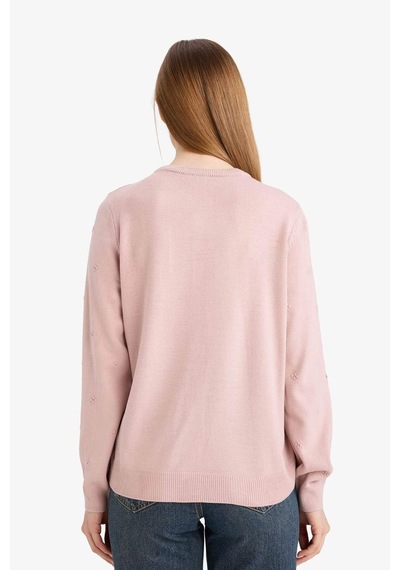 Defacto Regular Fit Bisiklet Yaka Triko Hırka G7634ax26sppn681 Pembe-pn681