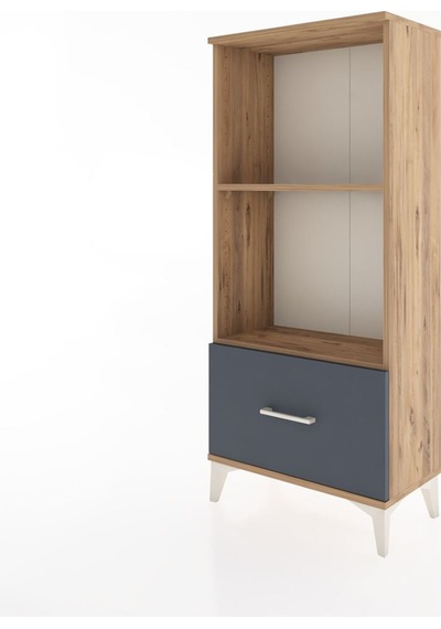 Hyperion Dolap 2 Raflı Tek Çekmeceli 60x44x134 Çam-antrasit Atlas Çam