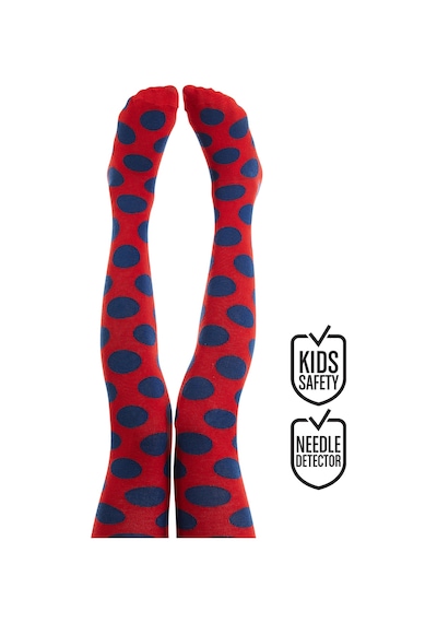 Denokids Kız Çocuk Puantiyeli Pamuklu Kırmızı Külotlu Çorap 4-9 Yaş