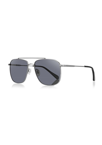 Daniel Klein Dk3284-1 Dikdörtgen Slim Line Siyah Polarize Camlı Erkek Güneş Gözlüğü 53-20-145 Metalik Gri