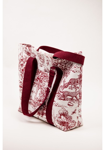 Fabric Craft Bag Plaj Çantası Kadın Omuz Çantası Duck Kumaş İçi Astarlı Mıknatıslı 50x43 Cm Kırmızı