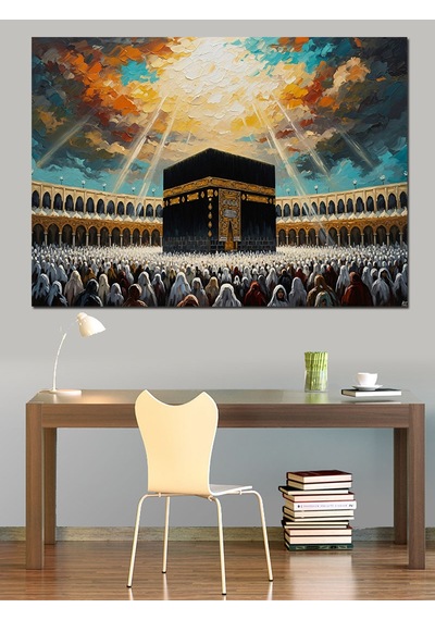 Ahşap Tablo Mekke Kabe Ve Manevi Işıklar