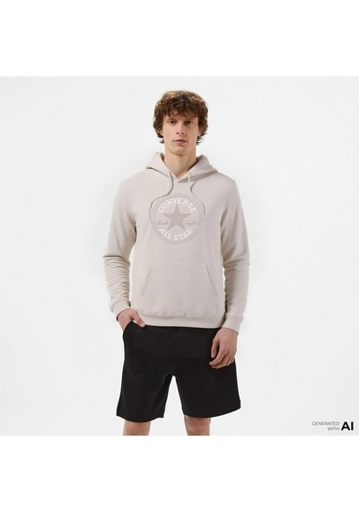 Converse Go-to All Star Patch Standard-fit Pullover Unisex Bej Hoodie