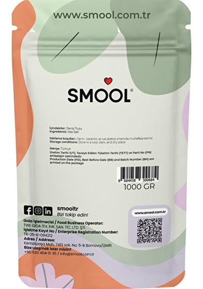 Smool Deniz Tuzu Granül İşlem Görmemiş 1000 Gr