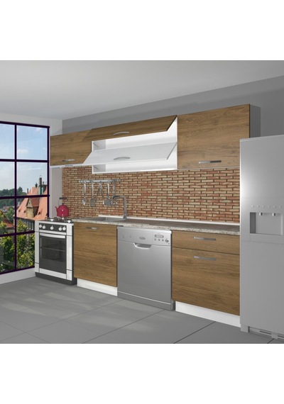 Decoraktiv Elite 220 Mdf Hazır Mutfak Dolabı - Tezgah Dahil - Naturel Pera Meşe