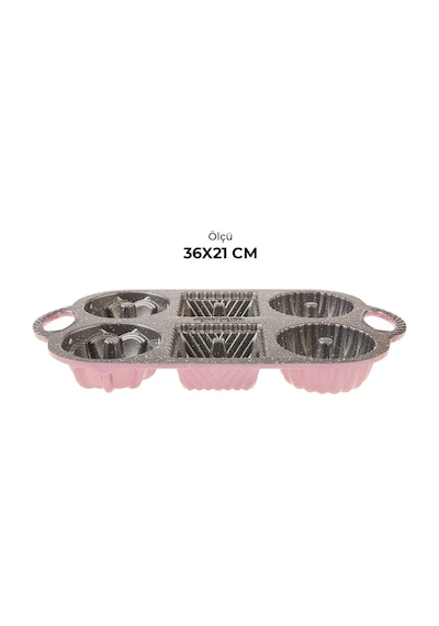 Emsan Griss Six In One 6'lı Döküm Kek Kalıbı Pink