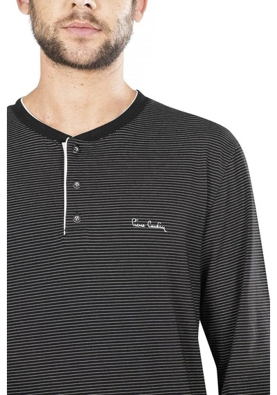 Pierre Cardin Erkek Penye Çizgili Pijama Lacivert 001 Siyah S