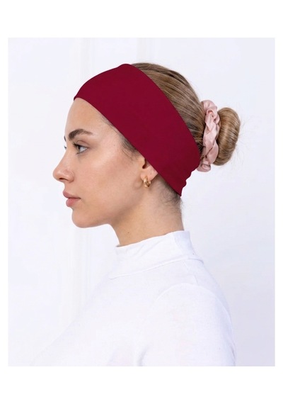 Alivascarf Kaymayan Silikonlu Bandana Bone Siyah - Kadın Tesettür Dikişsiz Kaymaz Geçme - Sportif Saç Bandı Bordo
