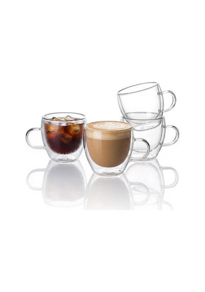 Çift Duvar Cam Kahve Kupaları 4-6oz Yalıtımlı Kahve Fincanı Seti - Çift Espresso, Cappuccino, Latte, Sıcak/soğu Diğer