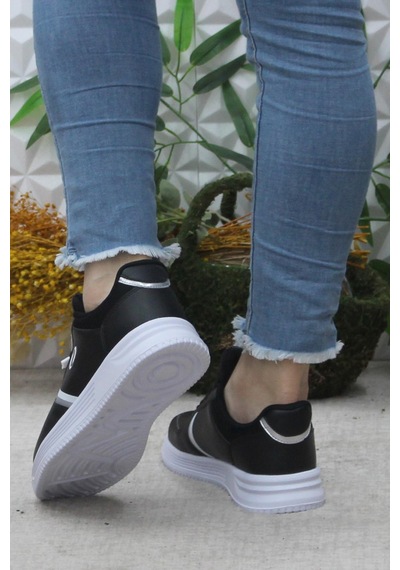 Fort Row Luna Siyah Beyaz Rahat Hafif Sneaker Kadın Spor Ayakkabı 001