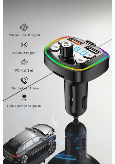 Bluetooth Araç Çakmaklık Fm Transmitter 48w Pd Hızlı Şarj Çift Mikrofon Araç Şarj Cihazı Bluetooth Araç Çakmaklık Fm Transmitter 48w Pd Hızlı Şarj Çift Mikrofon Araç Şarj Cihazı