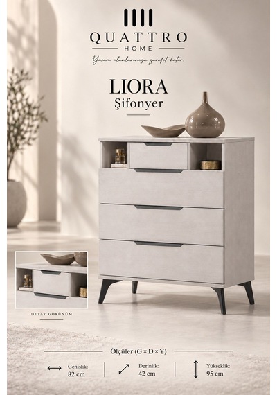 Liora 4 Çekmeceli Şifonyer Beyaz
