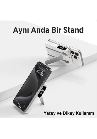 Bix 10000mah Tpb16-we 6'sı 1 Arada Oled Ekranlı Beyaz Kablosuz Powerbank Siyah