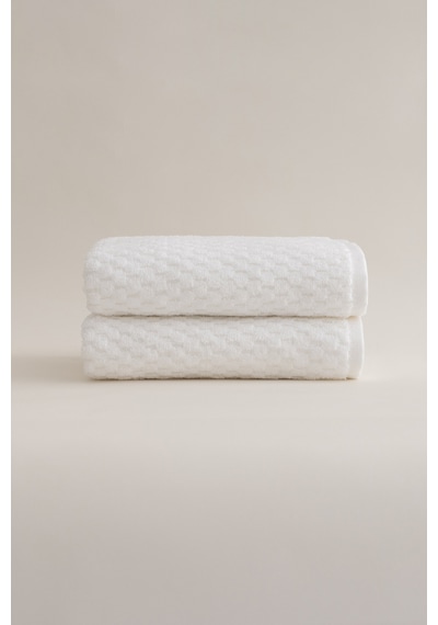 Ivory Beyaz Kabartma Dokulu Mikro Fiber %100 Pamuk 2li El Yüz Hav Beyaz