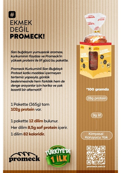 Yüksek Proteinli Kurkuminli Sarı Buğdaylı Protost Ekmek 365 Gr
