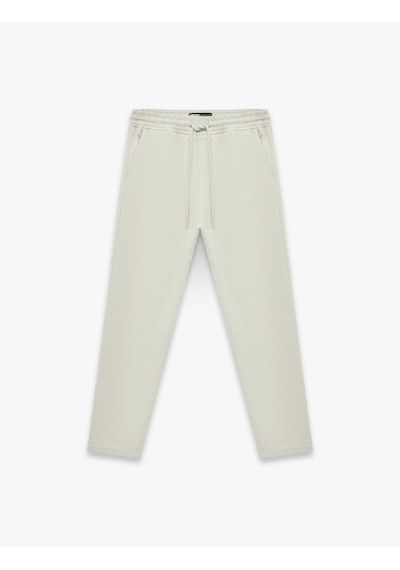 Koton Regular Fit Pamuklu Cepli Gabardin Beli Bağcıklı Yazlık Pantolon Taş 6sam40053hw