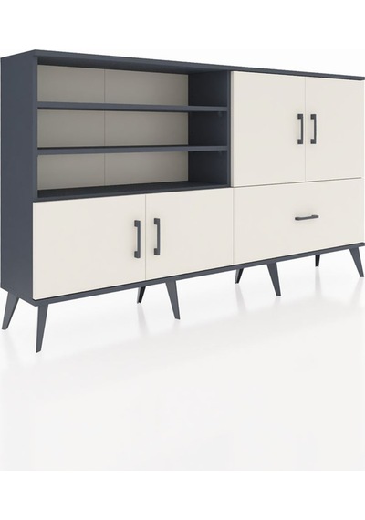 Arges Konsol 5 Raflı Tek Çekmeceli 4 Kapaklı 176x30x99 Antrasit-a Antrasit-aytaşı Arges Konsol 5 Raflı Tek Çekmeceli 4 Kapaklı 176x30x99 Antrasit-a Antrasit-aytaşı