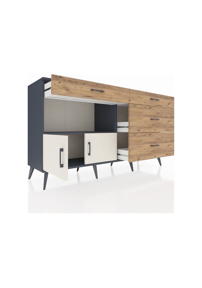 Hyperion Konsol Tek Raflı 4 Çekmeceli 2 Kapaklı 176x44x99 Antrasi Antrasit-aytaşı/çam Hyperion Konsol Tek Raflı 4 Çekmeceli 2 Kapaklı 176x44x99 Antrasi Antrasit-aytaşı/çam