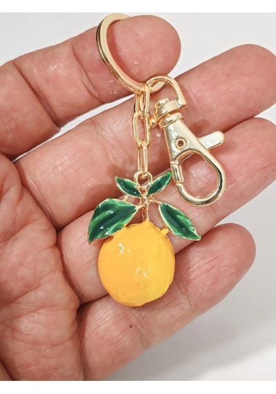Limon Figürlü Metal Anahtarlık - Şık Çanta Aksesuarı Ve Yaz Temalı Hediyelik Anahtarlık