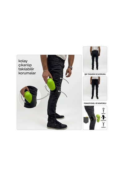 Venom Nova Pro Cordura Kevlar Motosiklet Pantolonu Gri Korumalı Motorcu Kot Pantolon