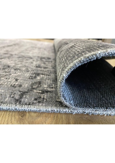 Çam Halı Siesta Patchwork 32-463 Etnik Eskitme Desenli Dokuma Tabanlı Yıkanabilir Şönil Salon Ve Oda Halısı Koyu Gri
