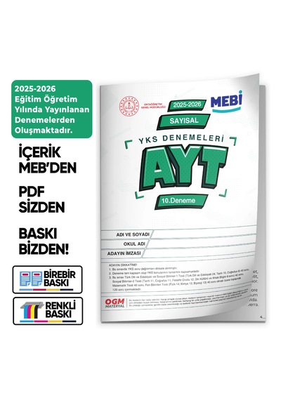 2026 Ösym Yks-ayt Sayısal Meb Online Türkiye Geneli 10. Deneme Büyük Boy Renkli Baskı Ücreti