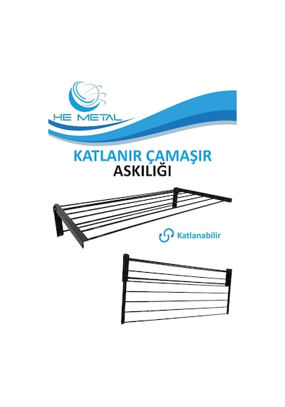 Duvara Monte Katlanabilir Çamaşır Askısı - 85x40 Cm